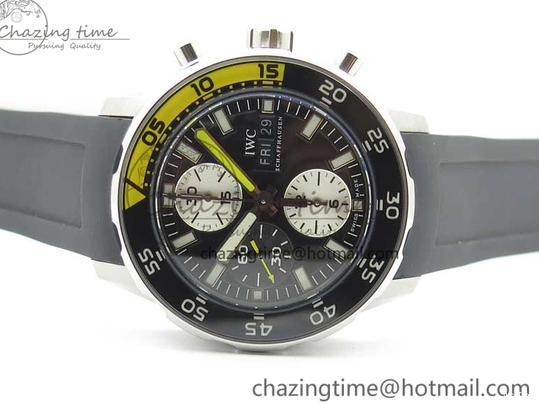 MIROTIME 0327 Aquatimer Chrono IW376702 SS BLS 1:1 Best Edition Black Dial on Black Rubber Strap A WellDesigned 7105